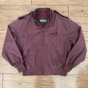 Members Only Vintage Racer Jacket Bomber Burgundy Classic Full Zip Large